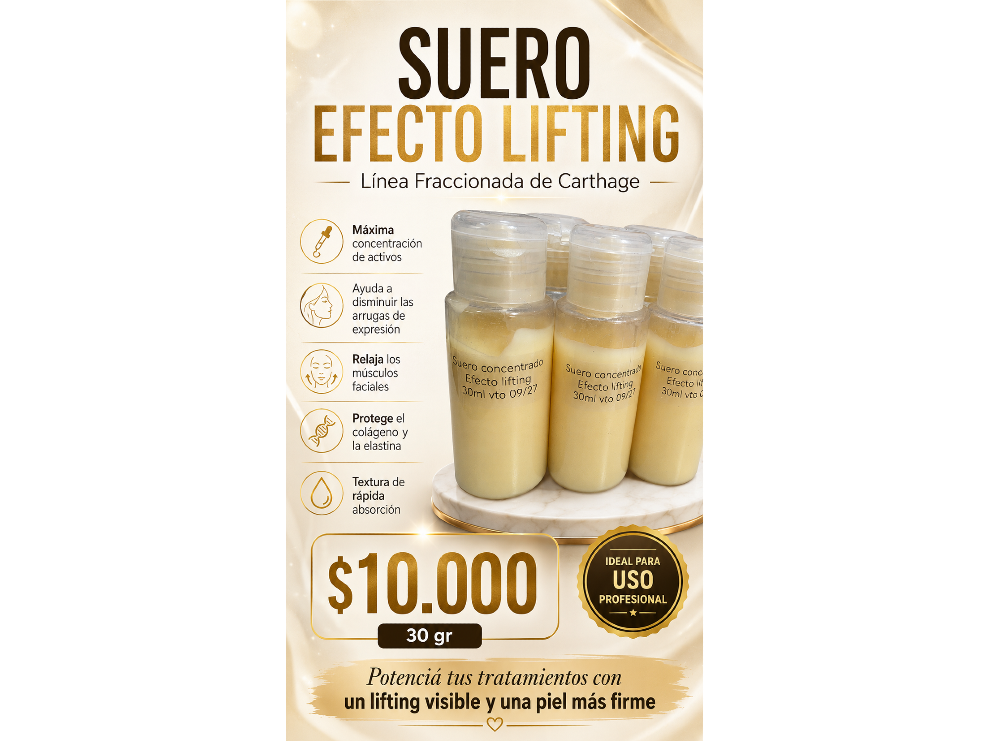 SUERO CONCENTRADO en la EFECTO LIFTING x 30gr LINEA CARTHAGE