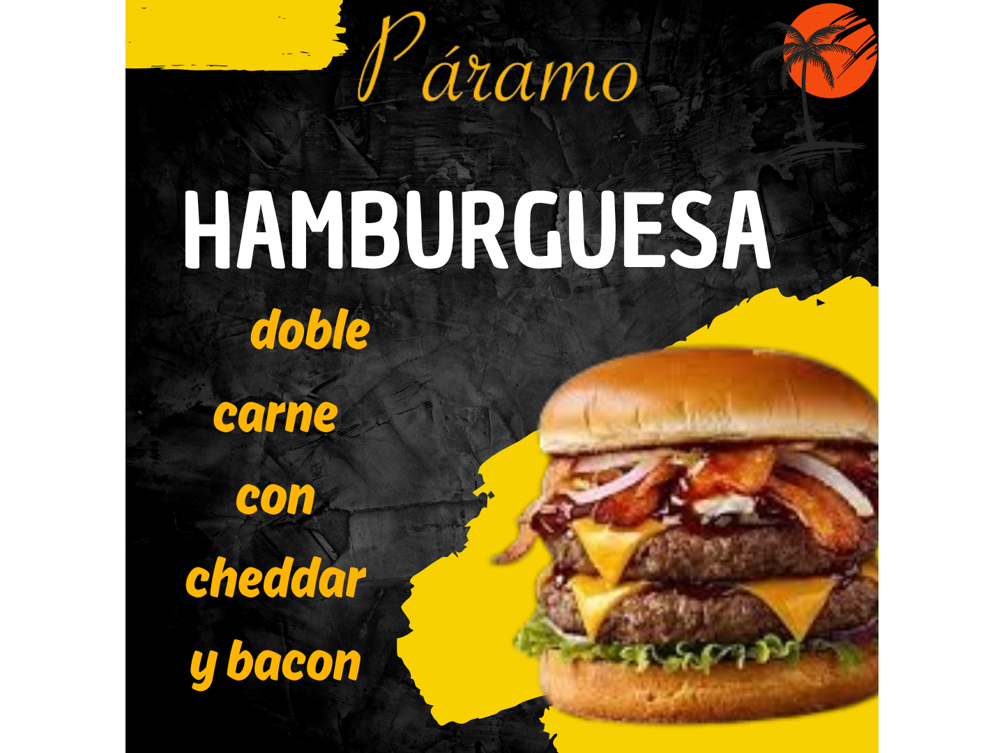Hamburguesa doble carne con cheddar y bacon de Lomitos Paramo