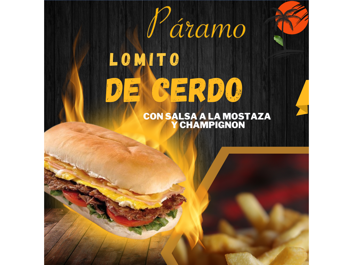 Lomo de cerdo con salsa de mostaza y champignon