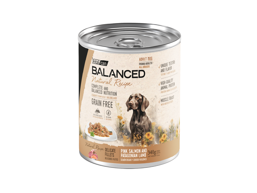 Balanced Natural Recipe Lata 340gr Perro Adulto Salmón y Cordero