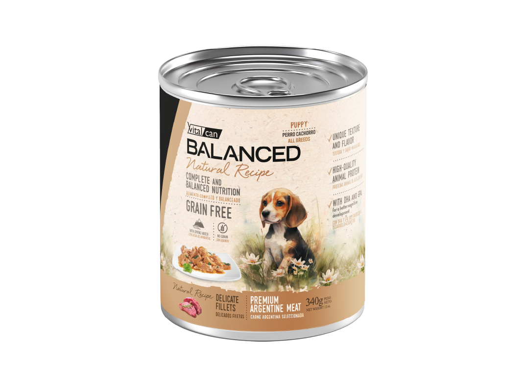 Balanced Natural Recipe Lata 340gr Perro Cachorro Carne