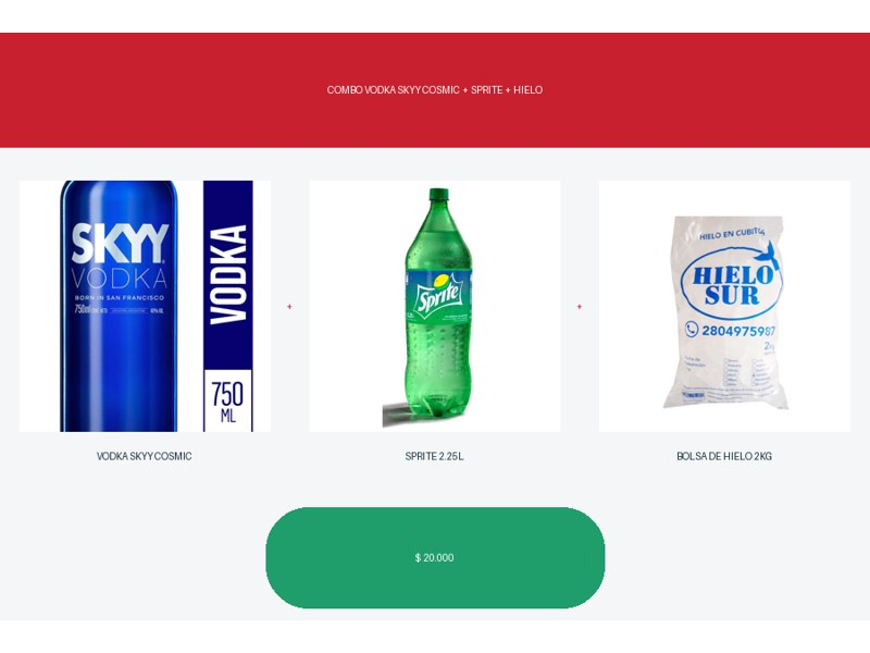 COMBO VODKA SKYY COSMIC + SPRITE + HIELO