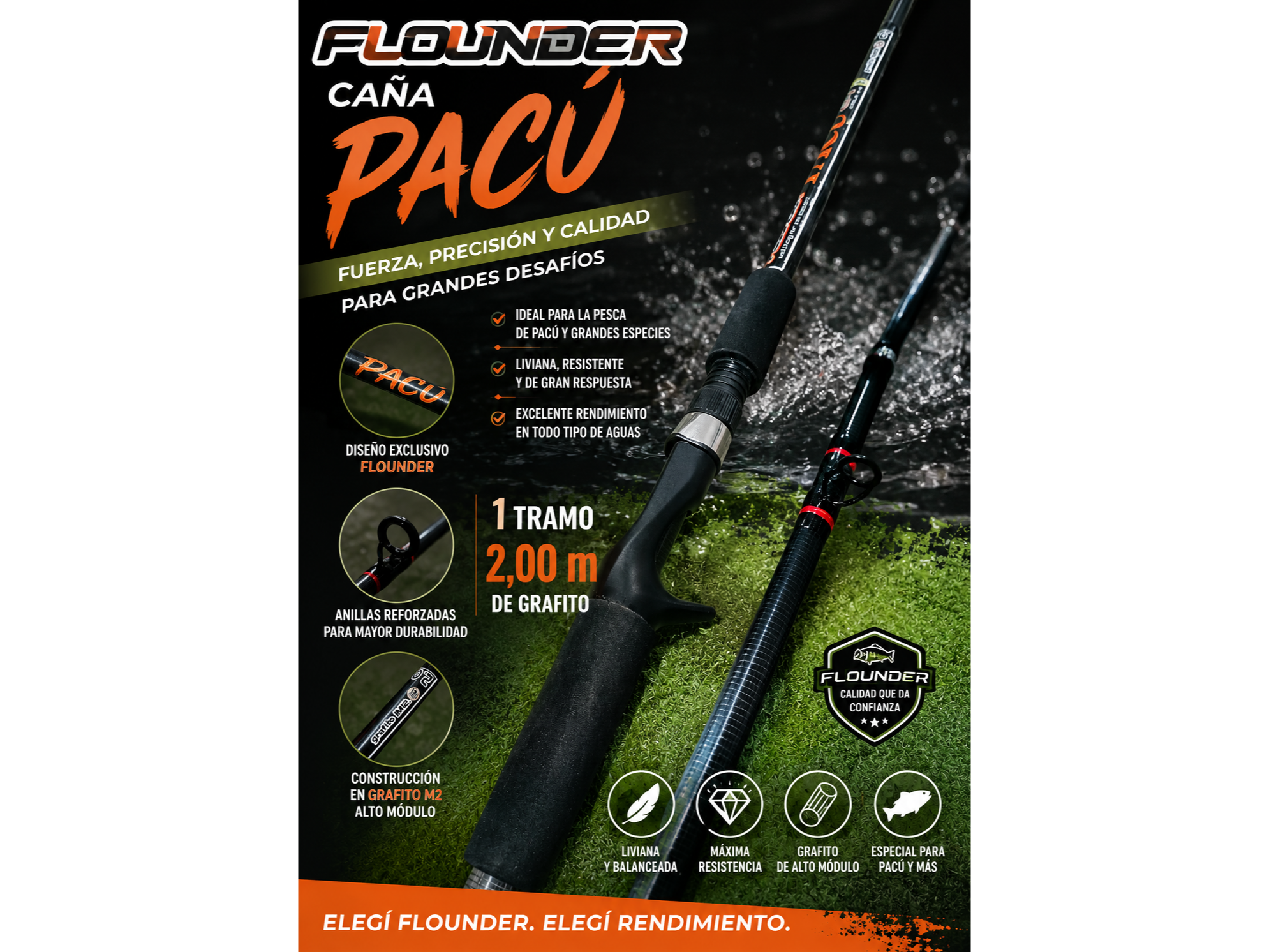 CAÑA ROTATIVO FLOUNDER PACÚ 2M