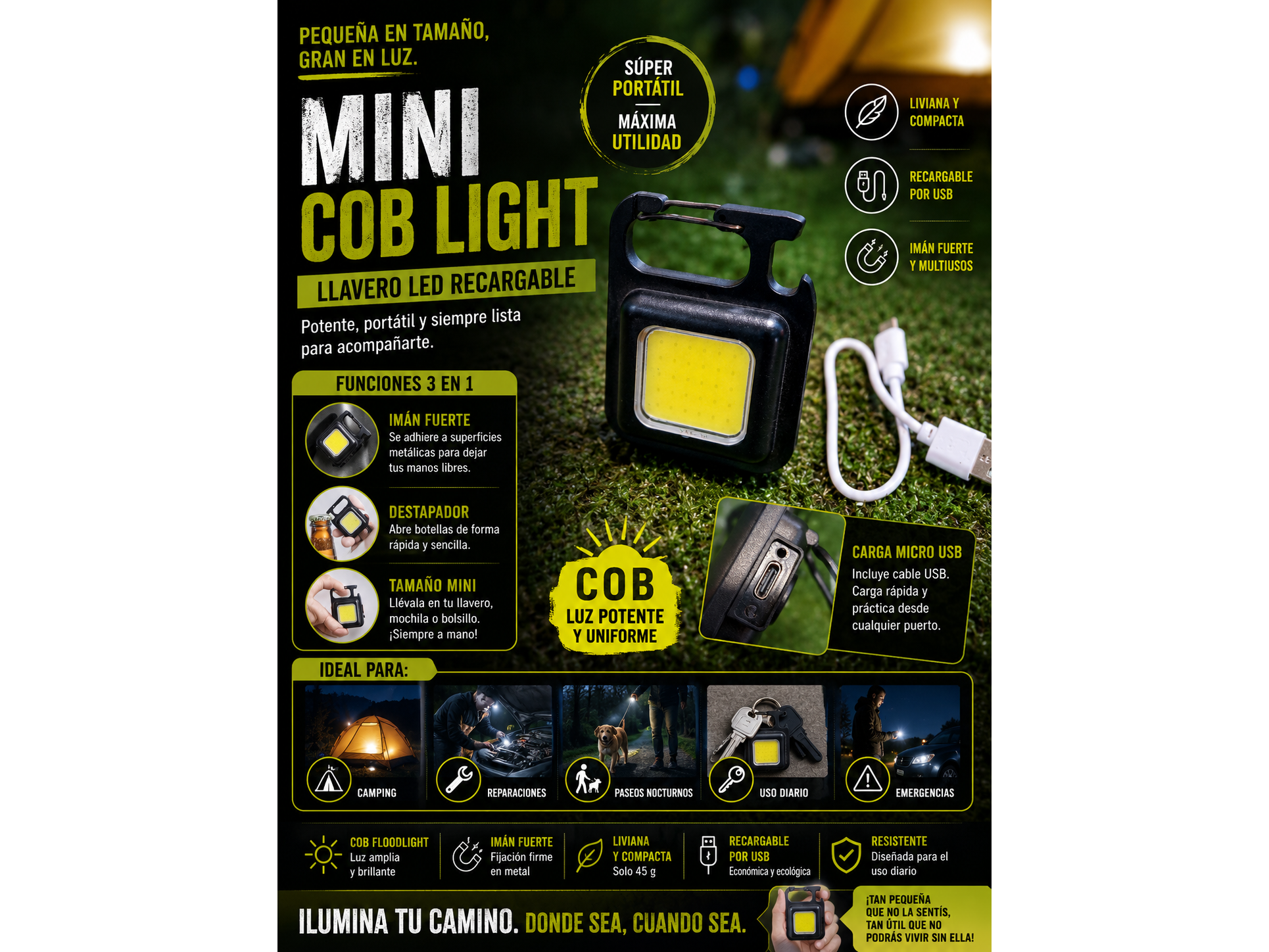 LÁMPARA LLAVERO LED RECARGABLE