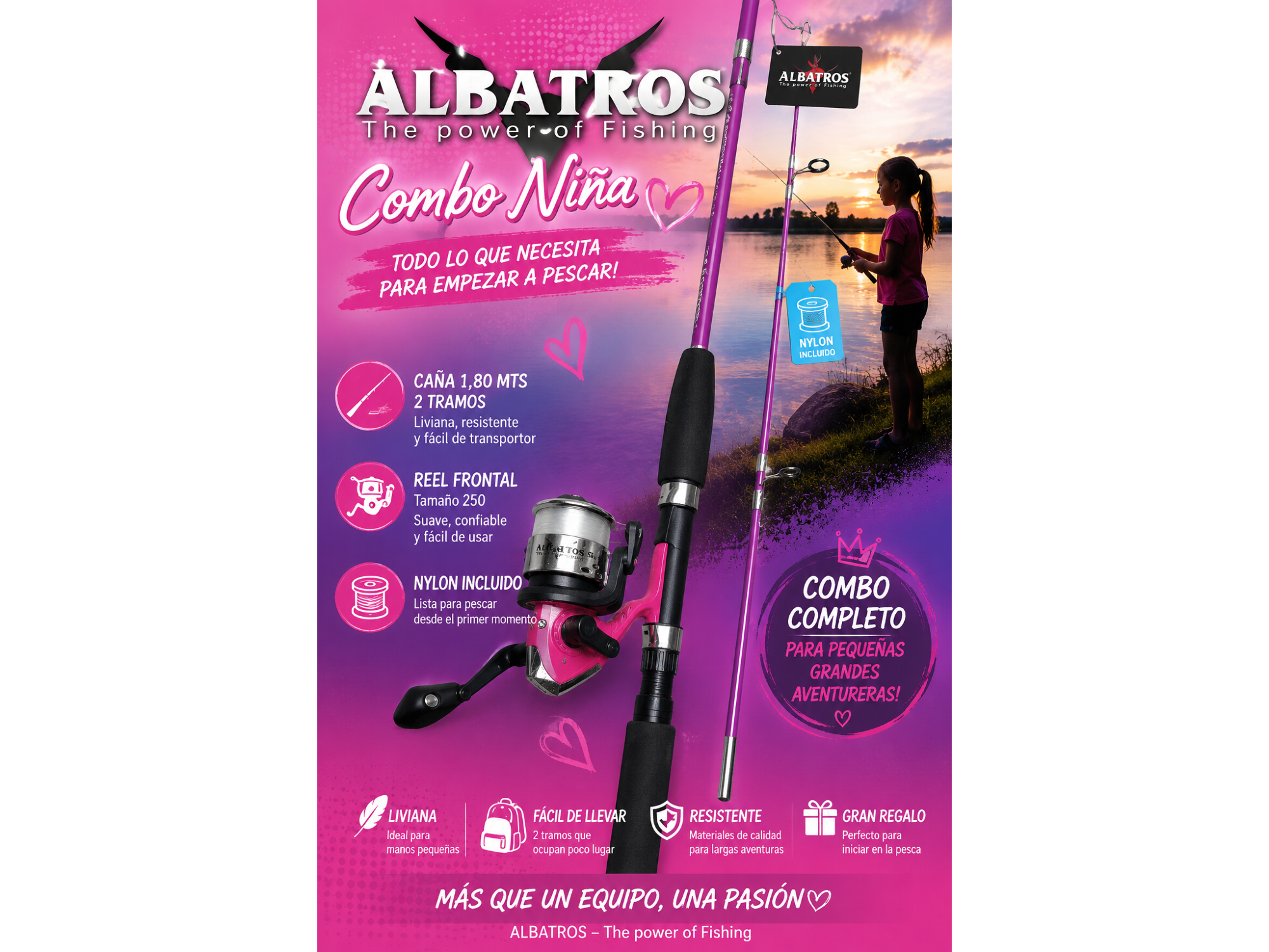 COMBO NIÑA 1,80 de El correntino pesca camping carnada