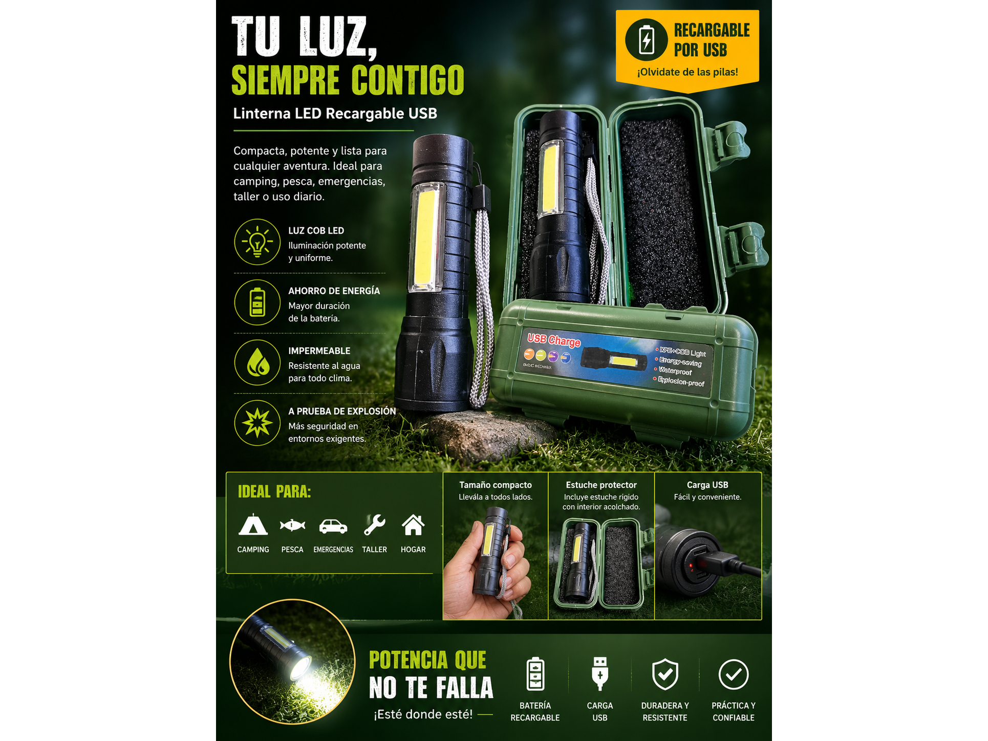 LINTERNA RECARGABLE USB