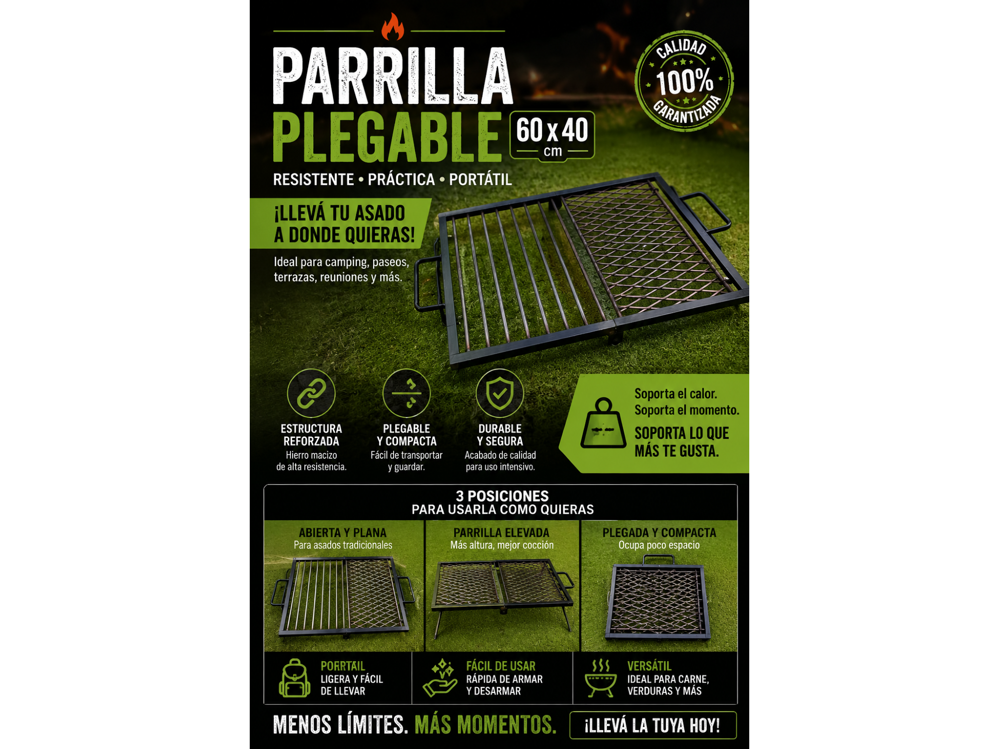 Parrilla plegable 60x40