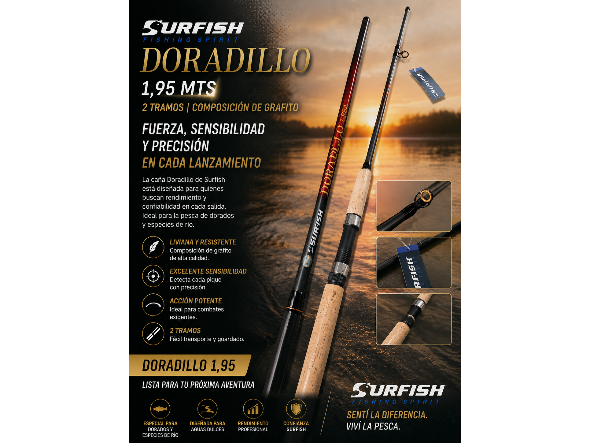 CAÑA ROTATIVO SURFISH 1,95M