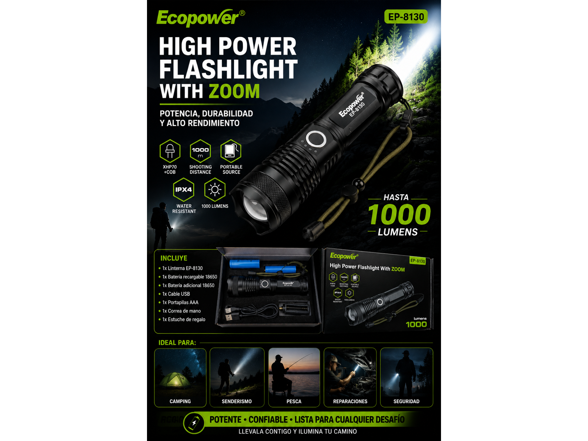 LINTERNA RECARGABLE ECOPOWER