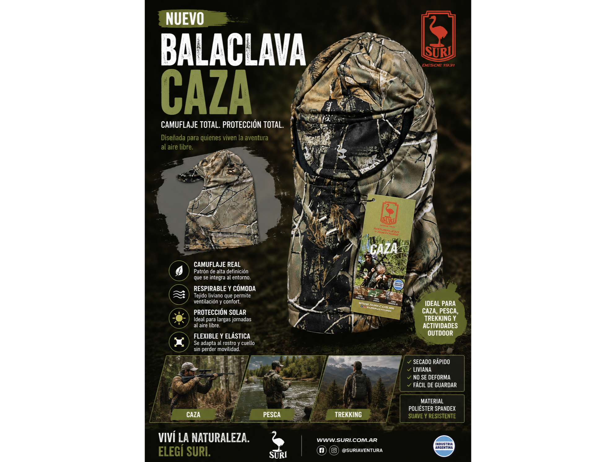 PASAMONTAÑAS POLAR SURI CAMO BOSQUE 3D
