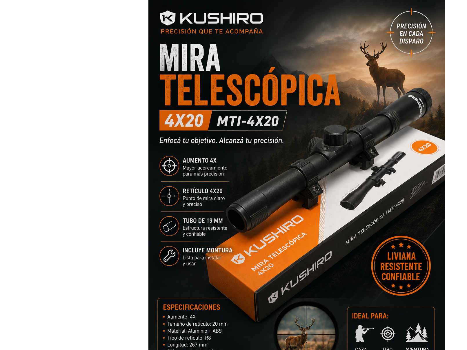 Mira telescopica 4 x 20