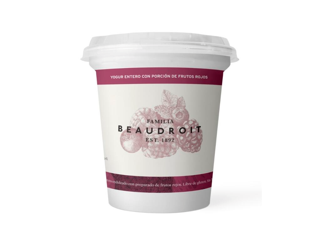 Yogurt Entero con porcion de Frutos Rojos x 400g - Beaudroit