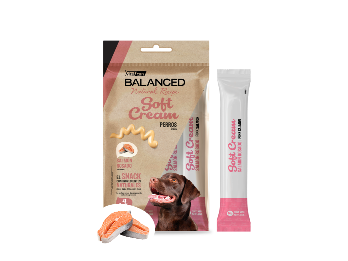 Balanced Natural Recipe Soft Cream Perros Salmon Rosado