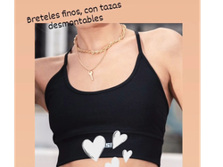 Top negro breteles finos con push up