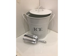 Hielera De Metal Blanco Con Cuchara | Ice