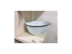 Bowl Enlozado Blanco Con Borde Azul