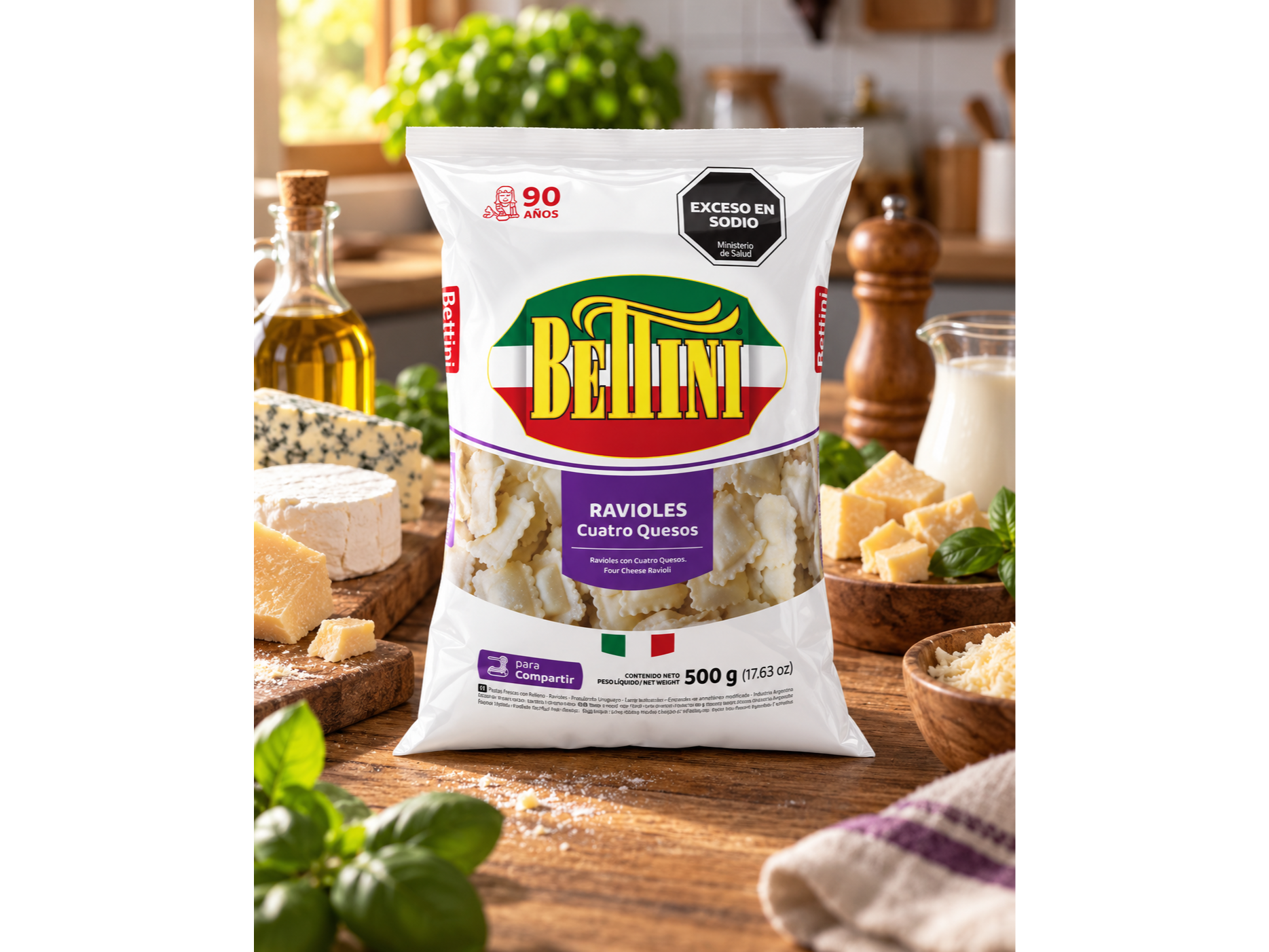 Ravioles Cuatro Quesos - 500 gr. de Fábrica de Pastas Bettini