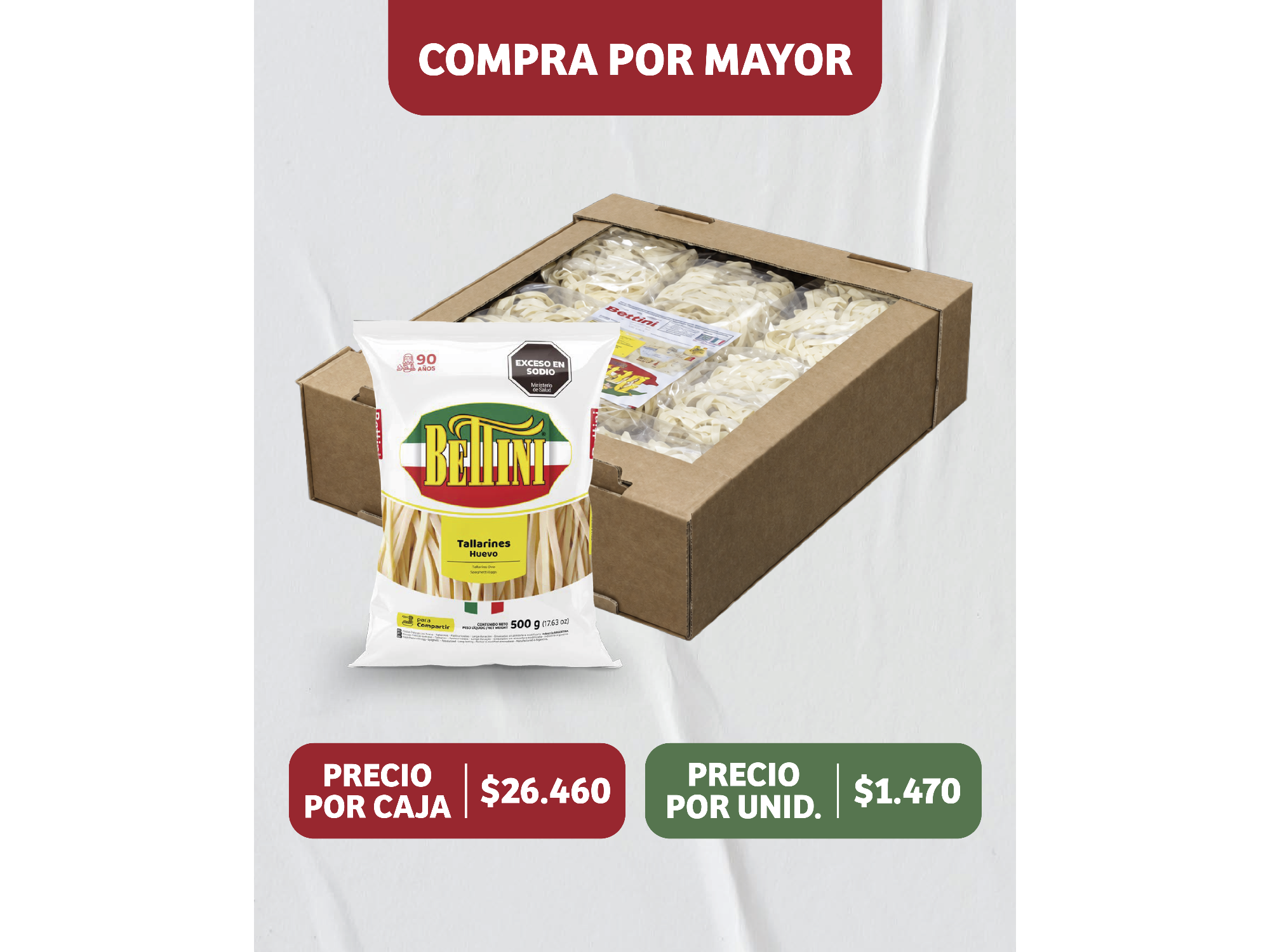 Tallarines al Huevo - Caja por 18 unidades de Fábrica de Pastas Bettini