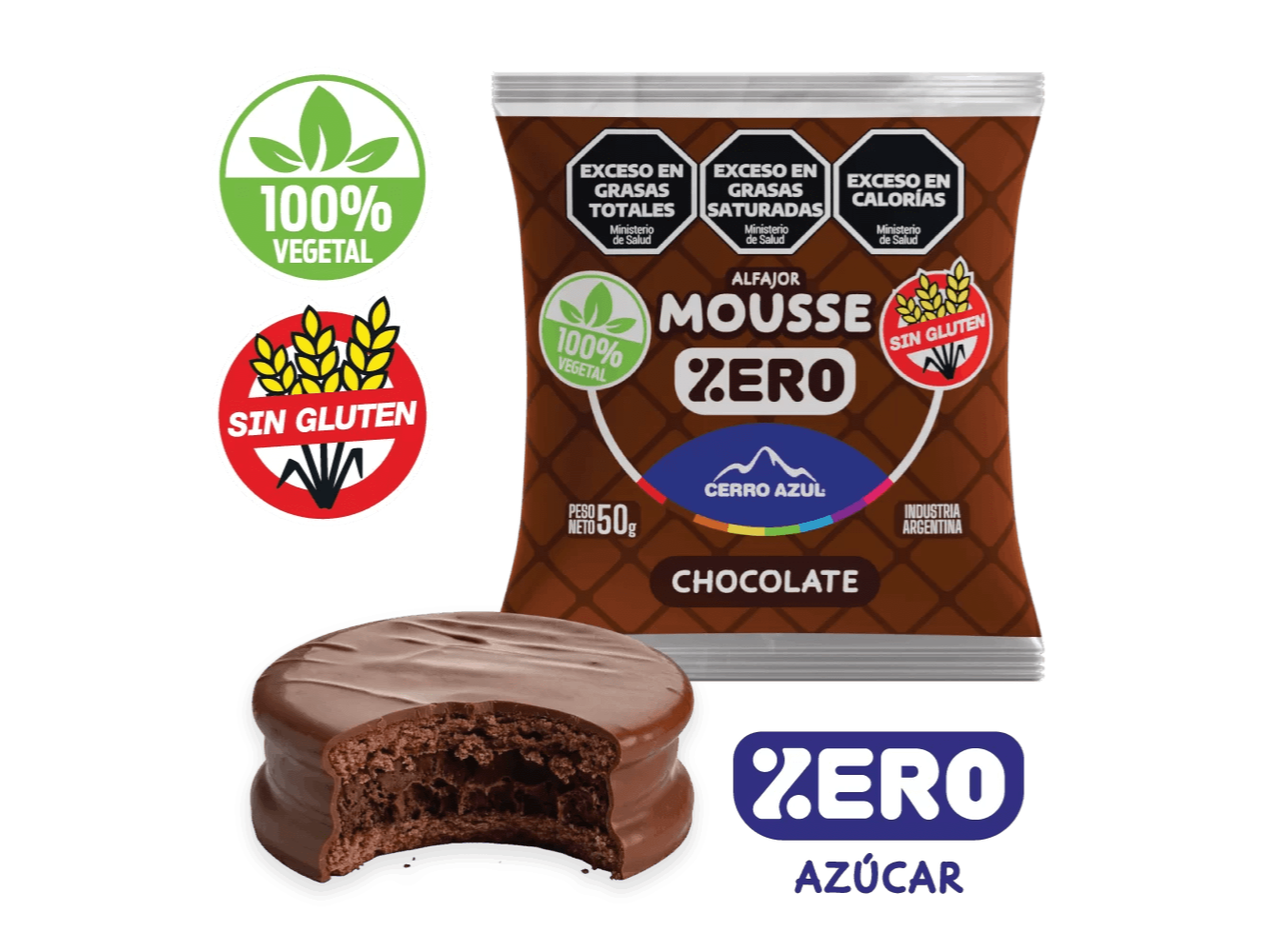 Alfajor Sin Gluten Sin Azucar x50gr "Cerro Azul"