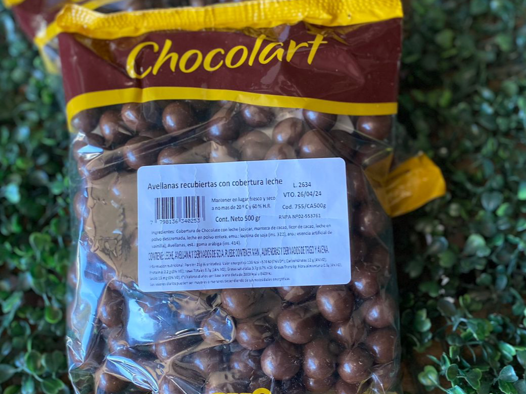 Avellanas con cobertura leche x 500 gr.