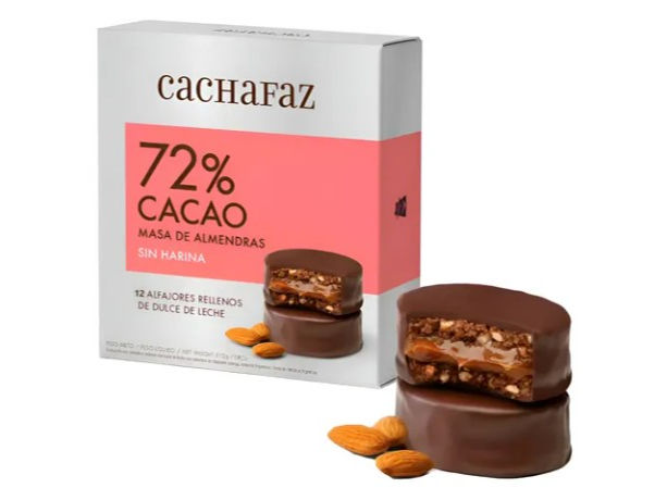 Alfajor 72% CACAO - SIN HARINAS masa de almendras x 64 gr.