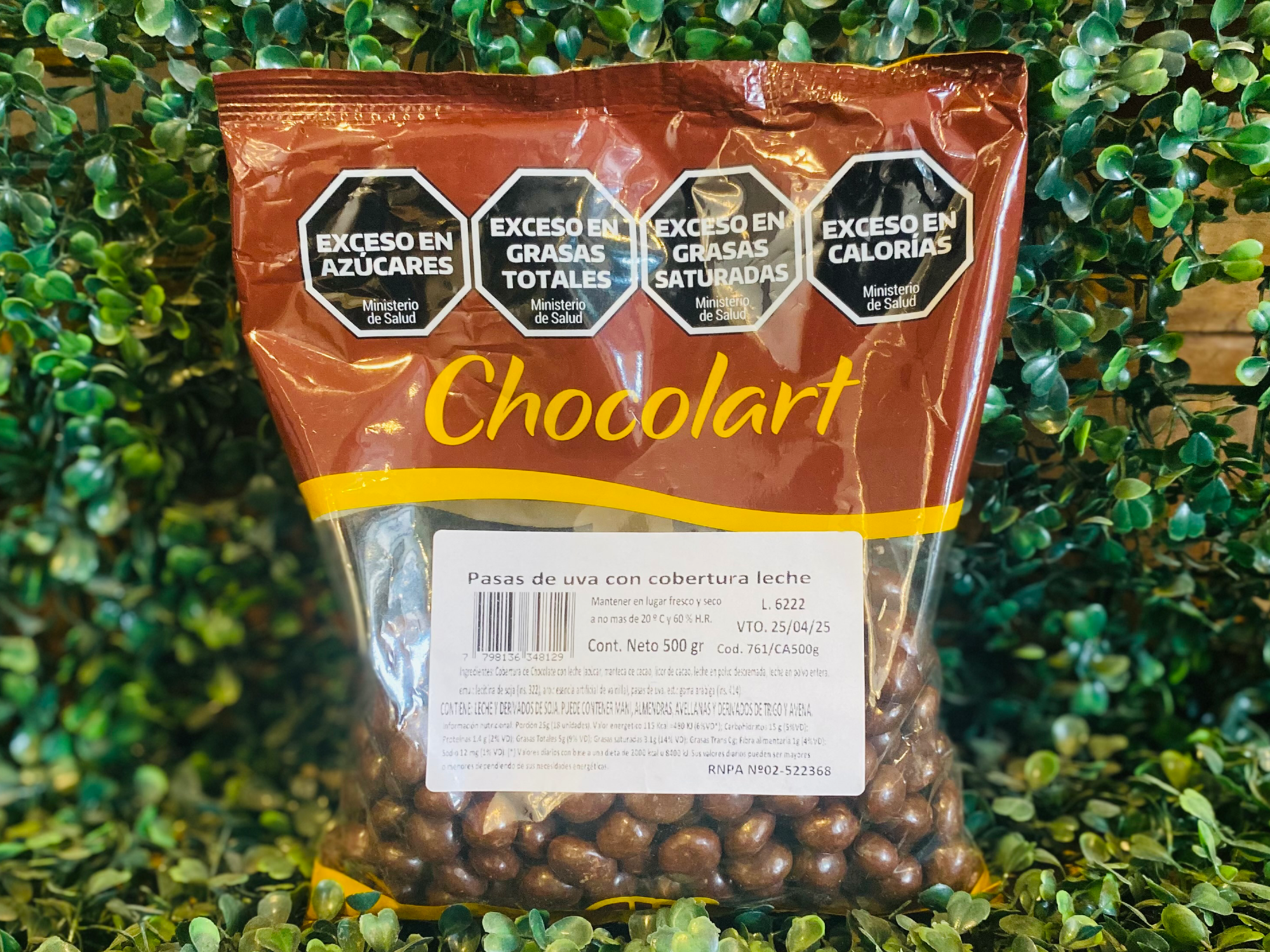 Pasas de uva con Chocolate con Leche x 500gr