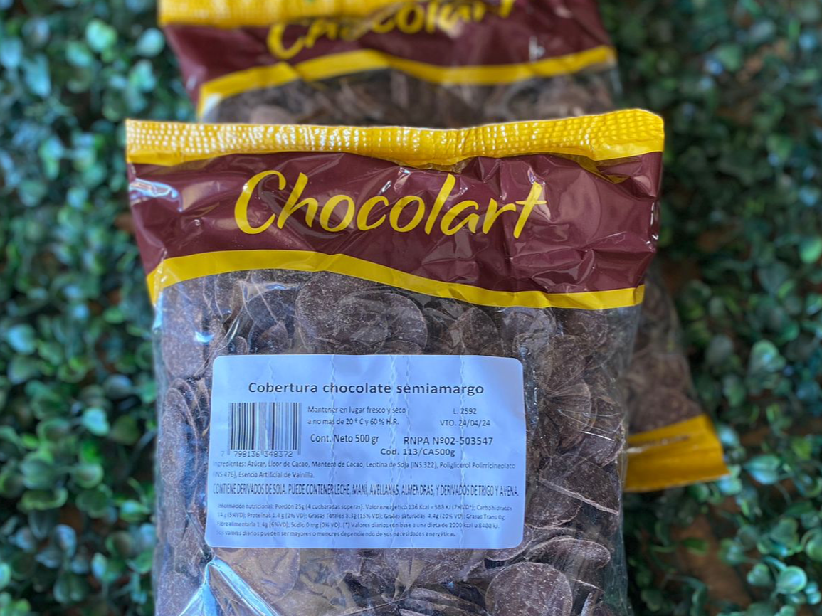 Cobertura de chocolate semiamargo x 500 gr.