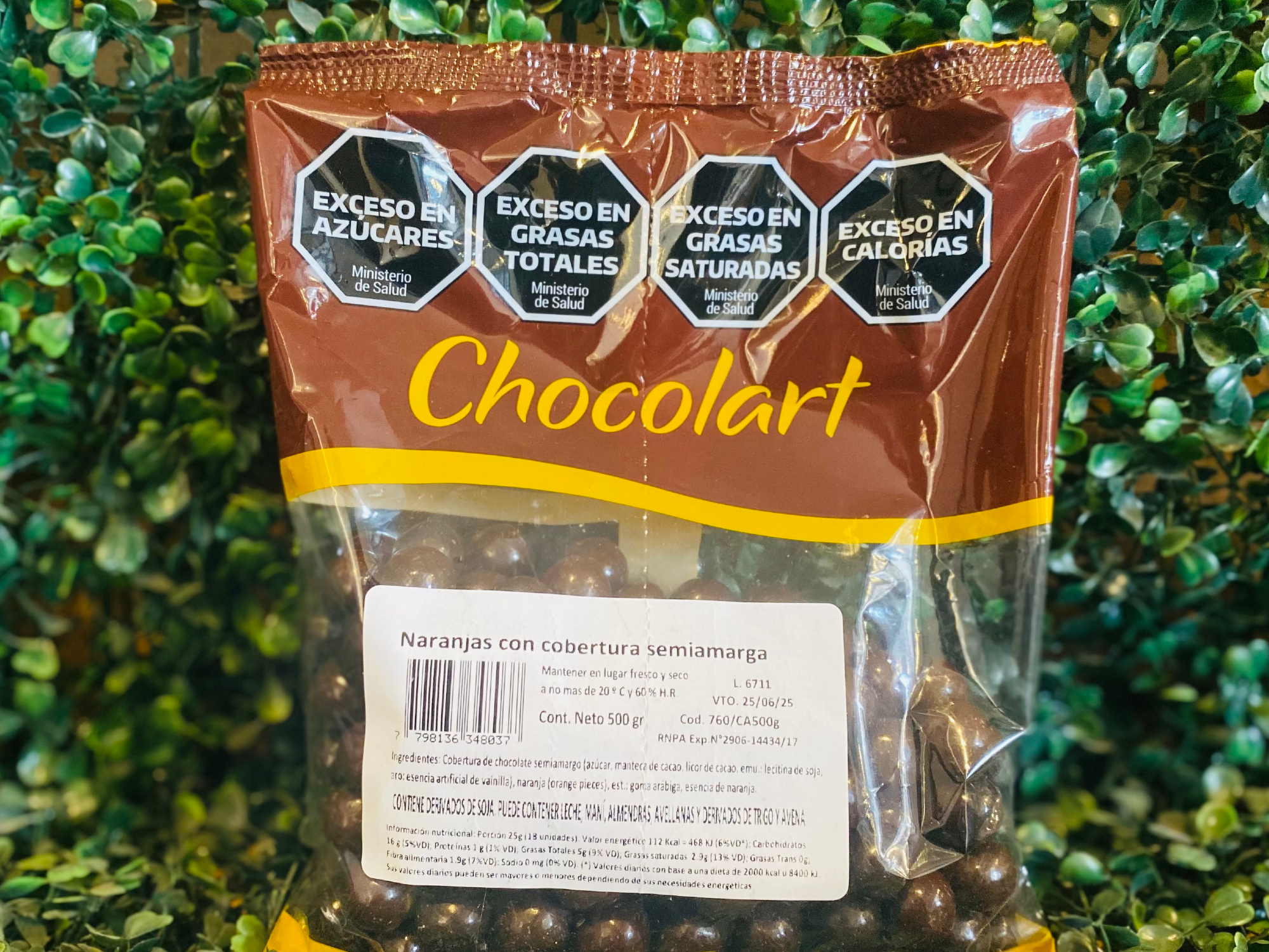 Naranjas con cobertura semiamarga x 500 gr