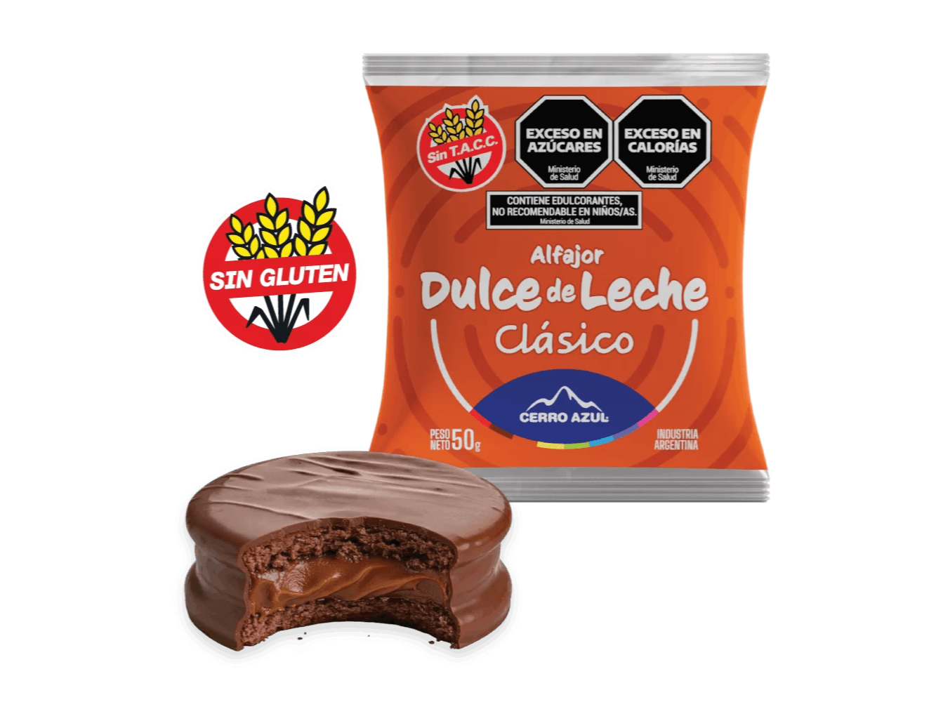 Alfajor Dulce de Leche Sin Gluten x50gr - Cerro Azul