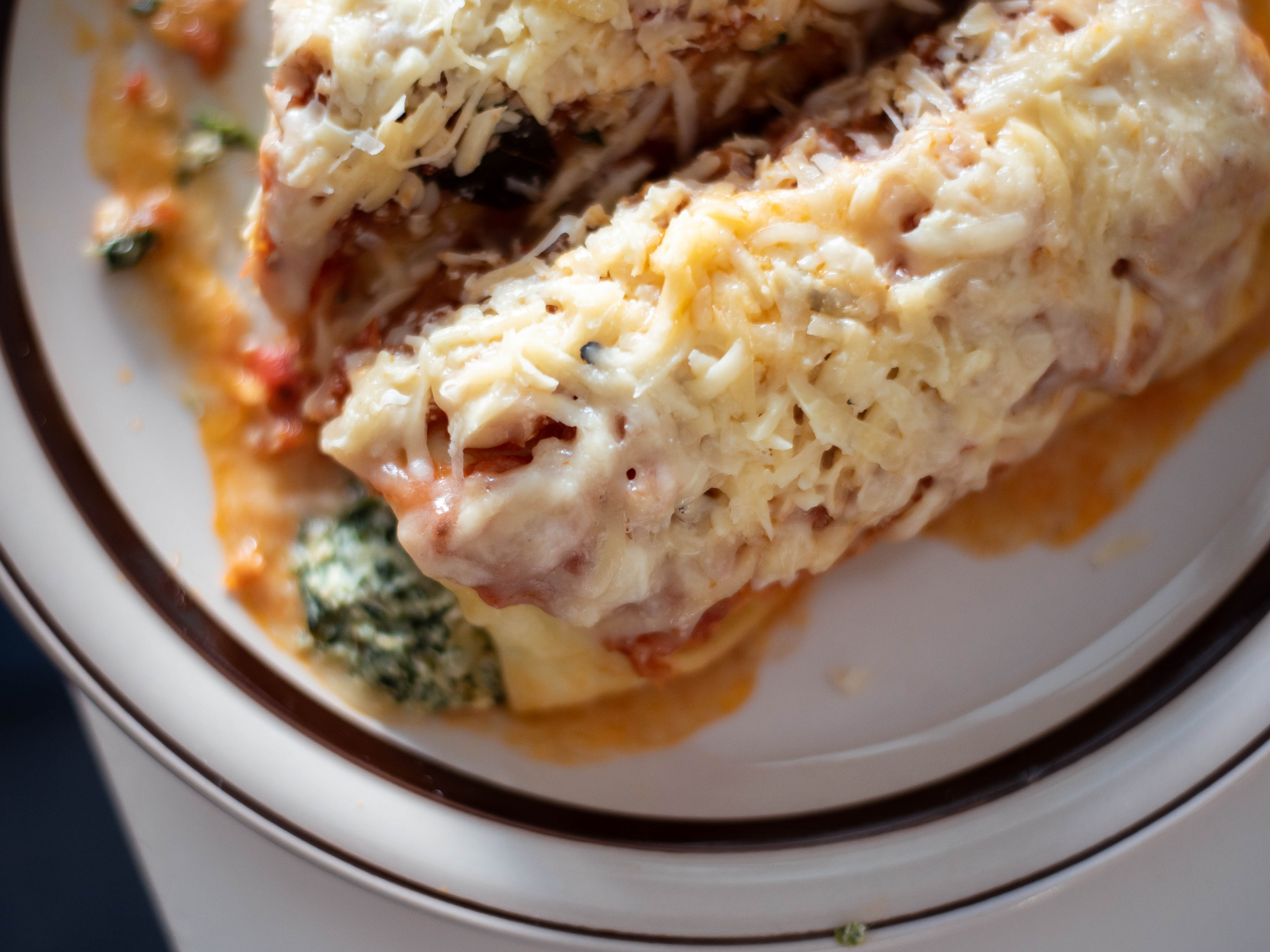 Canelones ricota, espinaca y queso