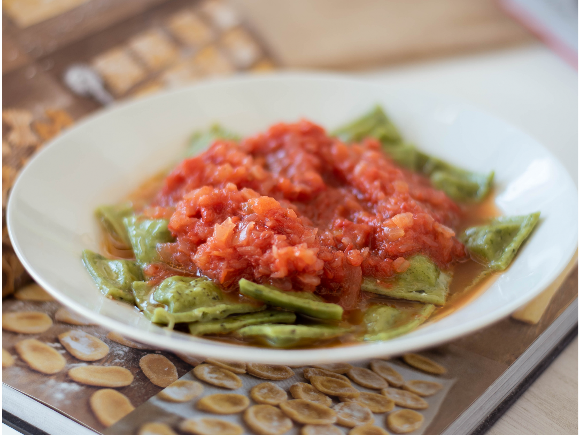 Raviol espinaca y carne