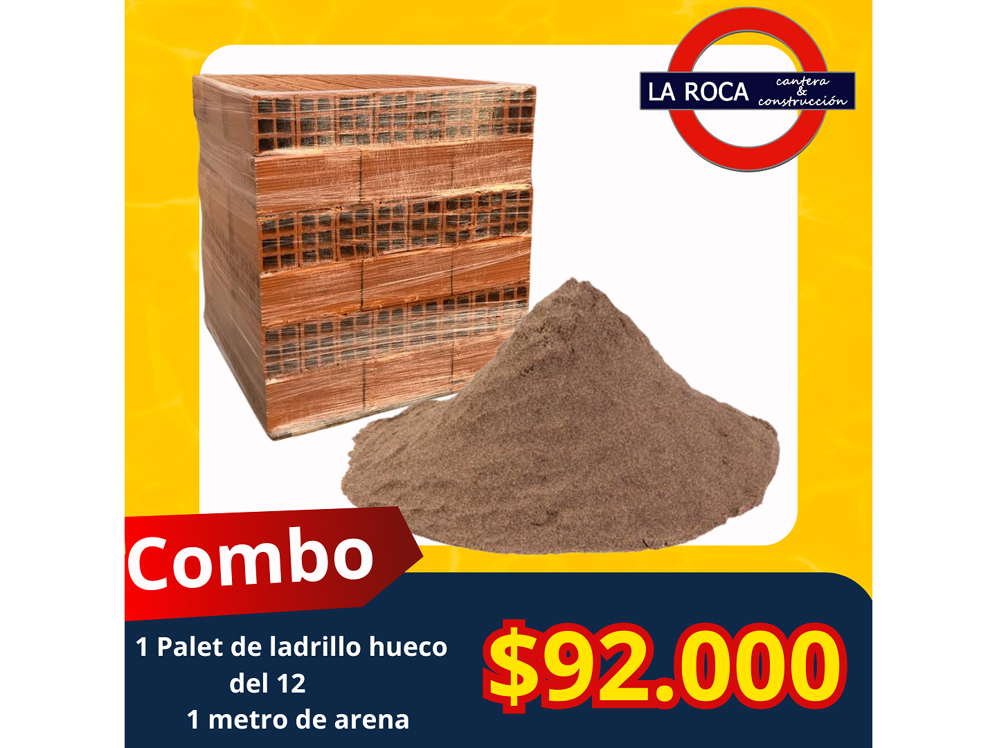 Combo 1 palet de ladrillo hueco + 1 metro de arena