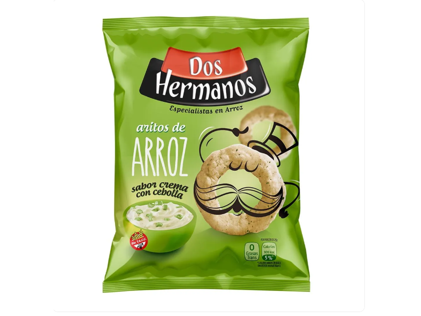 Pack x 5 Snack Dos hermanos Aritos de Arroz x 80 Gr.