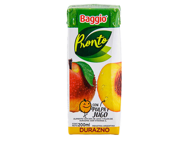 Jugo Baggio Durazno x 200 cc. X 10  Unidades
