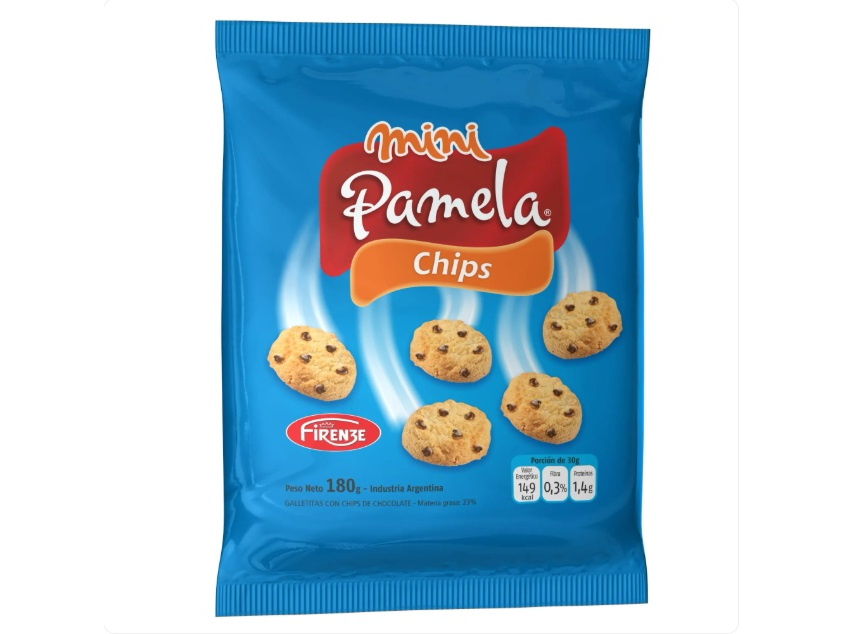 Pack x 5 Galletitas Mini Pamelas c/ Chips x 180 gr.