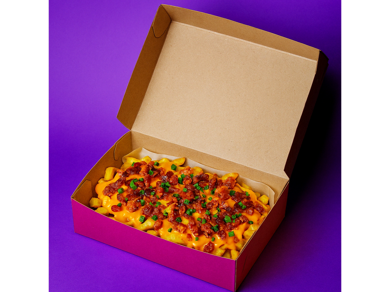 Papas con cheddar y bacon