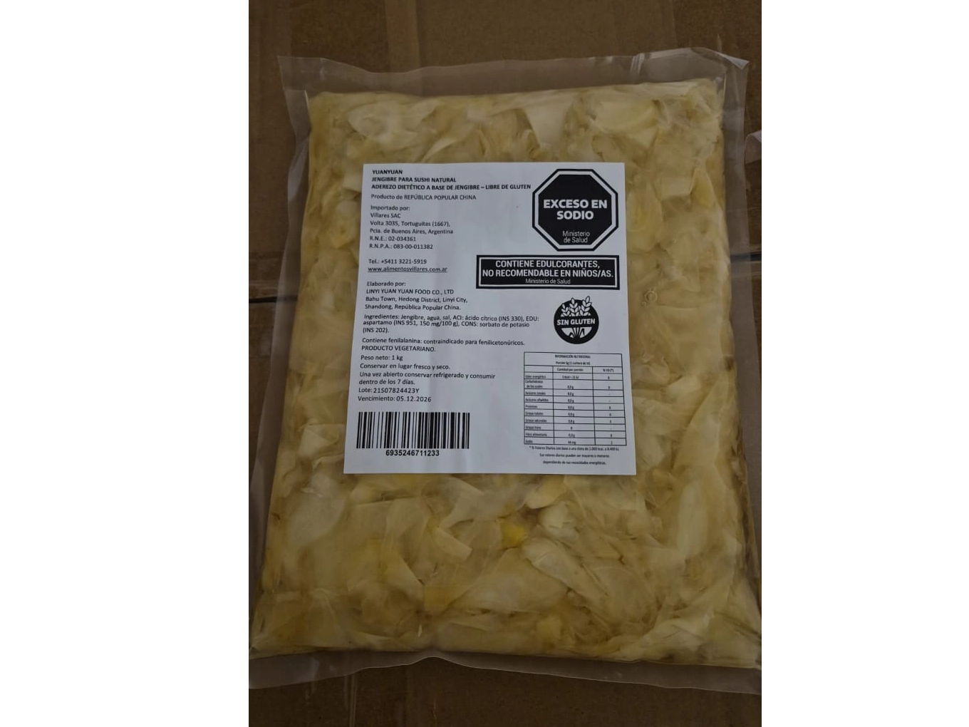 Jengibre Natural para sushi x 1kg