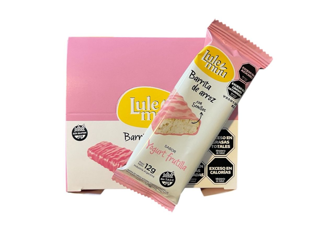 Barra De Arroz Bañado Sabor Frutilla Lule Muu