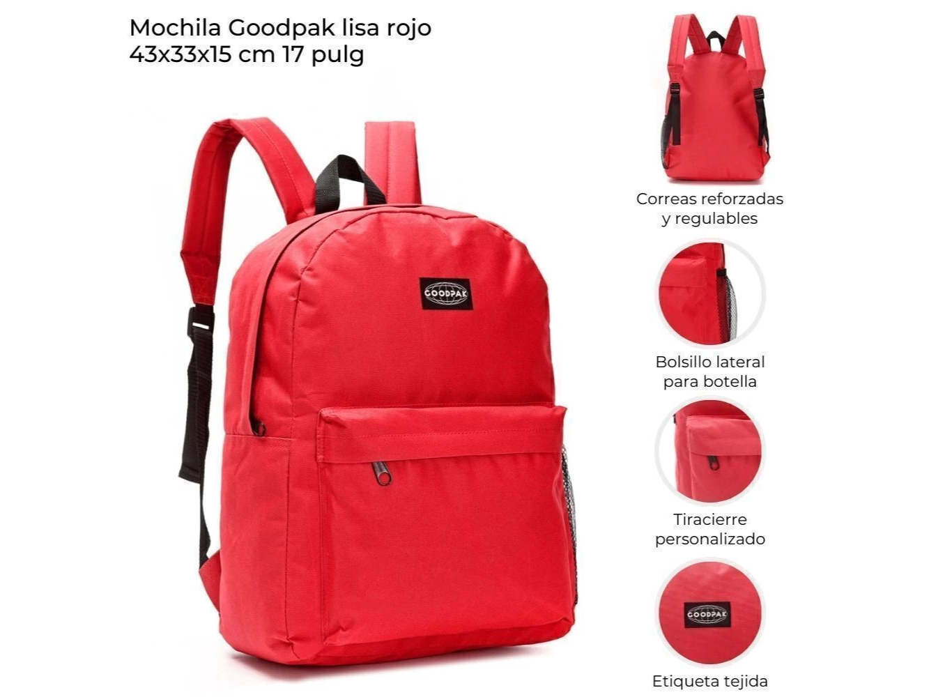 Mochila espalda goodpak 17" - Roja