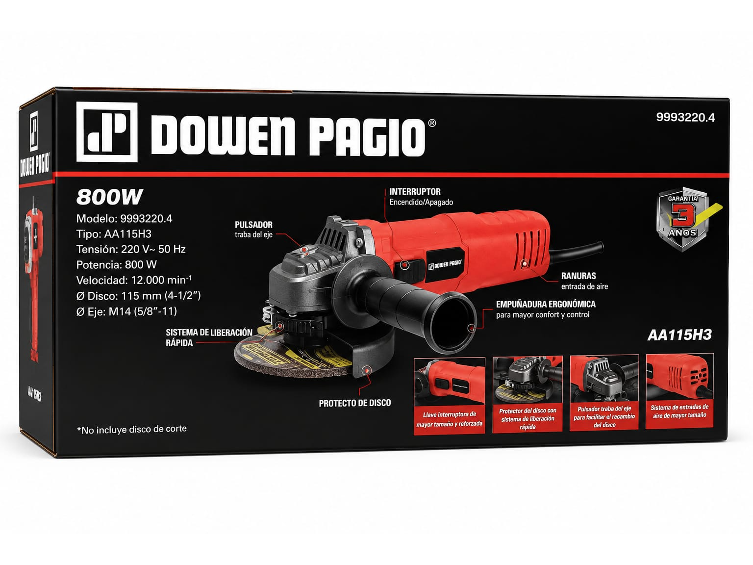 AMOLADORA inalámbrica Dowen Pagio 800w s/bateria