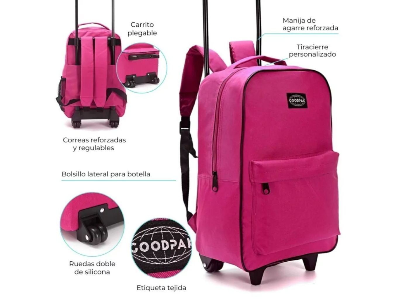 Mochila carro goodpak 17" - fucsia