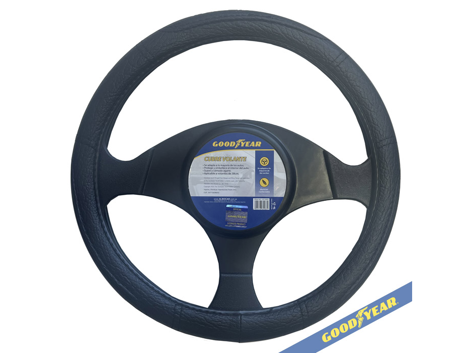 GY5583 -CUBRE VOLANTE GOODYEAR, NEGRO CUERINA