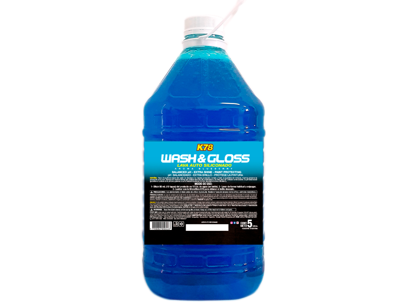 A803 - WASH & GLOSS PH NEUTRO - LAVA AUTOS SILICONADO 5LTS