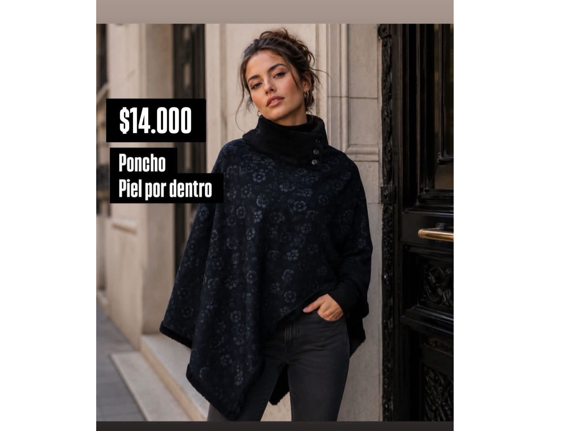 poncho polar con piel detalle de botones