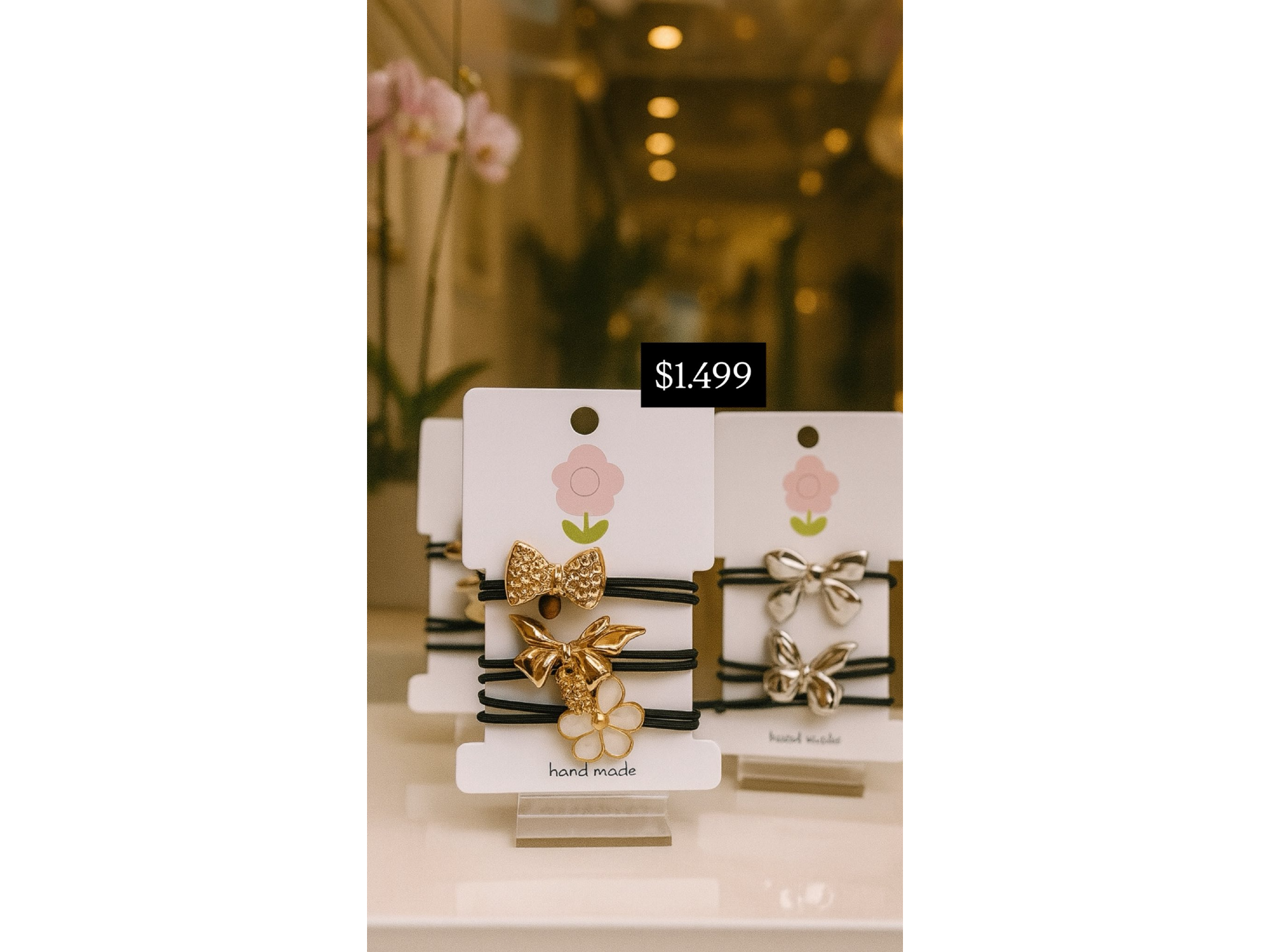 Colitas elasticas detalle dorado /plateado