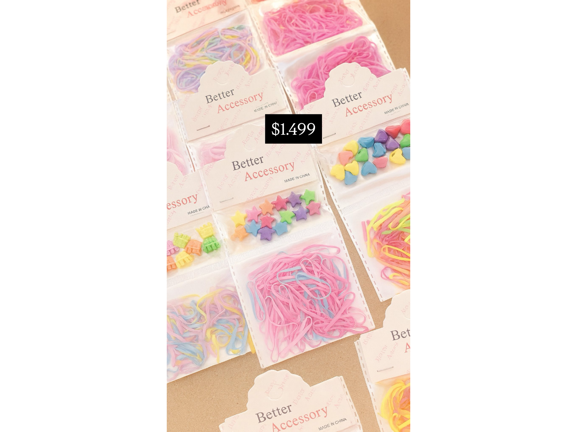 Blister de bandas elasticas y accesorios para el  pelo