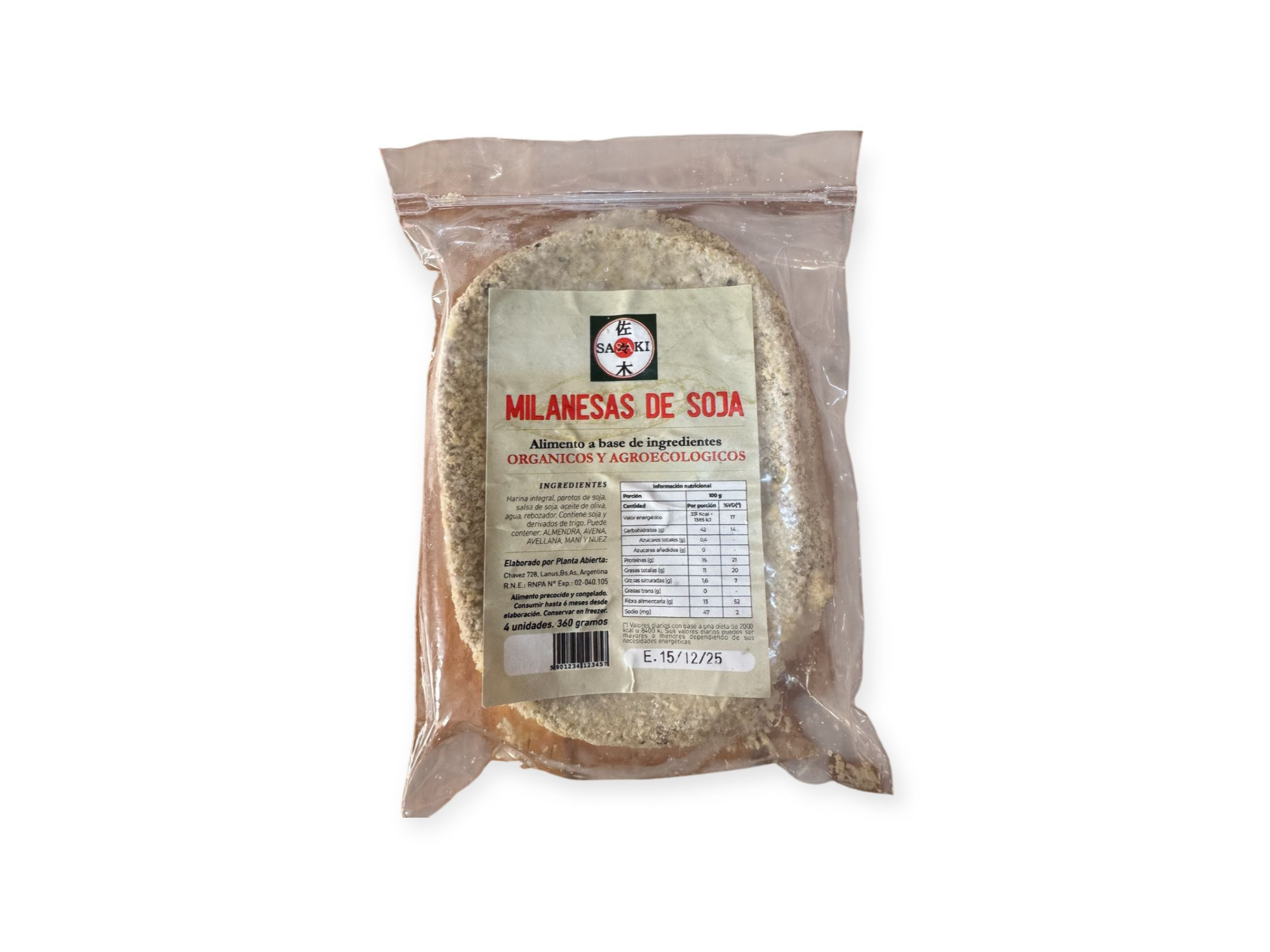 MILANESAS DE SOJA I 4 UNIDADES - SASAKI ORG. CERTI.