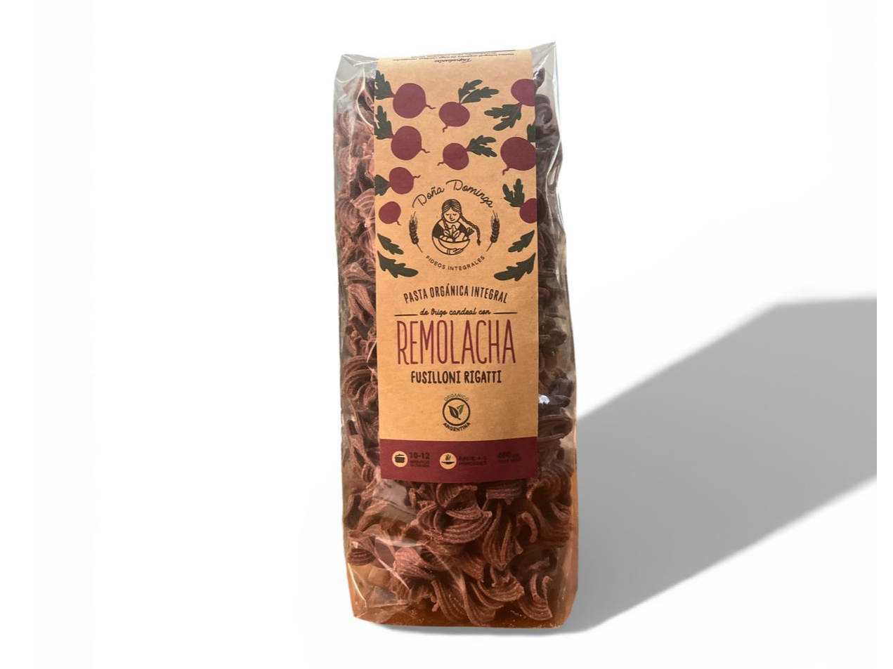 Fideos Integrales TIRABUZON "Doña Dominga" REMOLACHA I PESO 400 grs