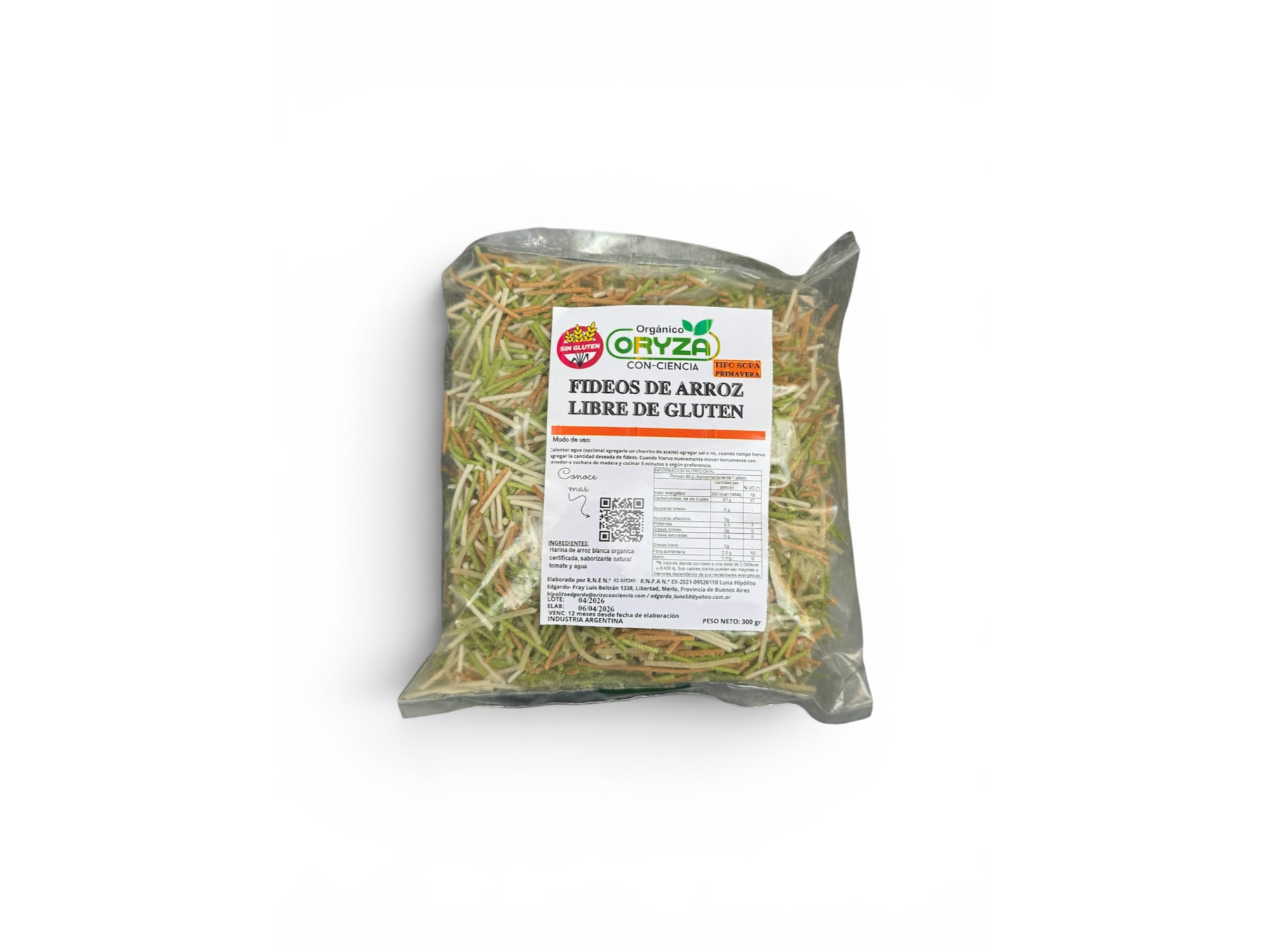 Fideos de Arroz tipo SOPA o GUISO "ORYZA"   I PESO 250grs