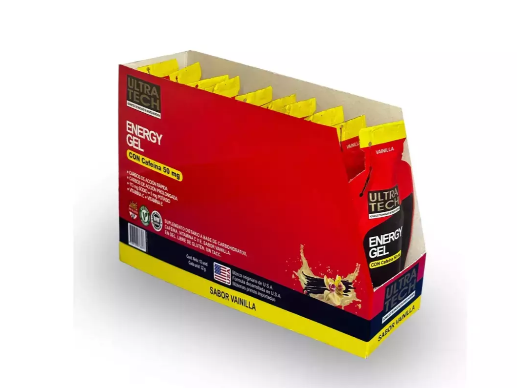 Energy Gel con Cafeína – 32 g x 12 unidades – Ultratech